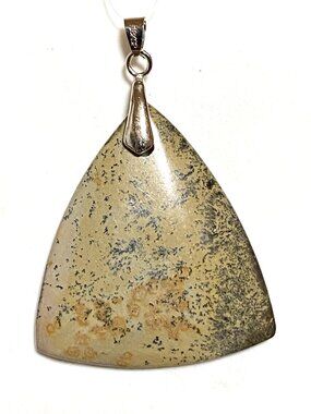 Natural Earthy Dendritic Jasper Pendant, Large Triangle Gemstone Pendant